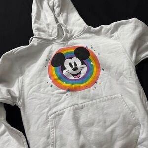 White Hoodie with Rainbow Mickey Mouse Design